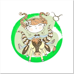 Zodiac Taurus Cute Kid Design Horoscope Gift Posters and Art